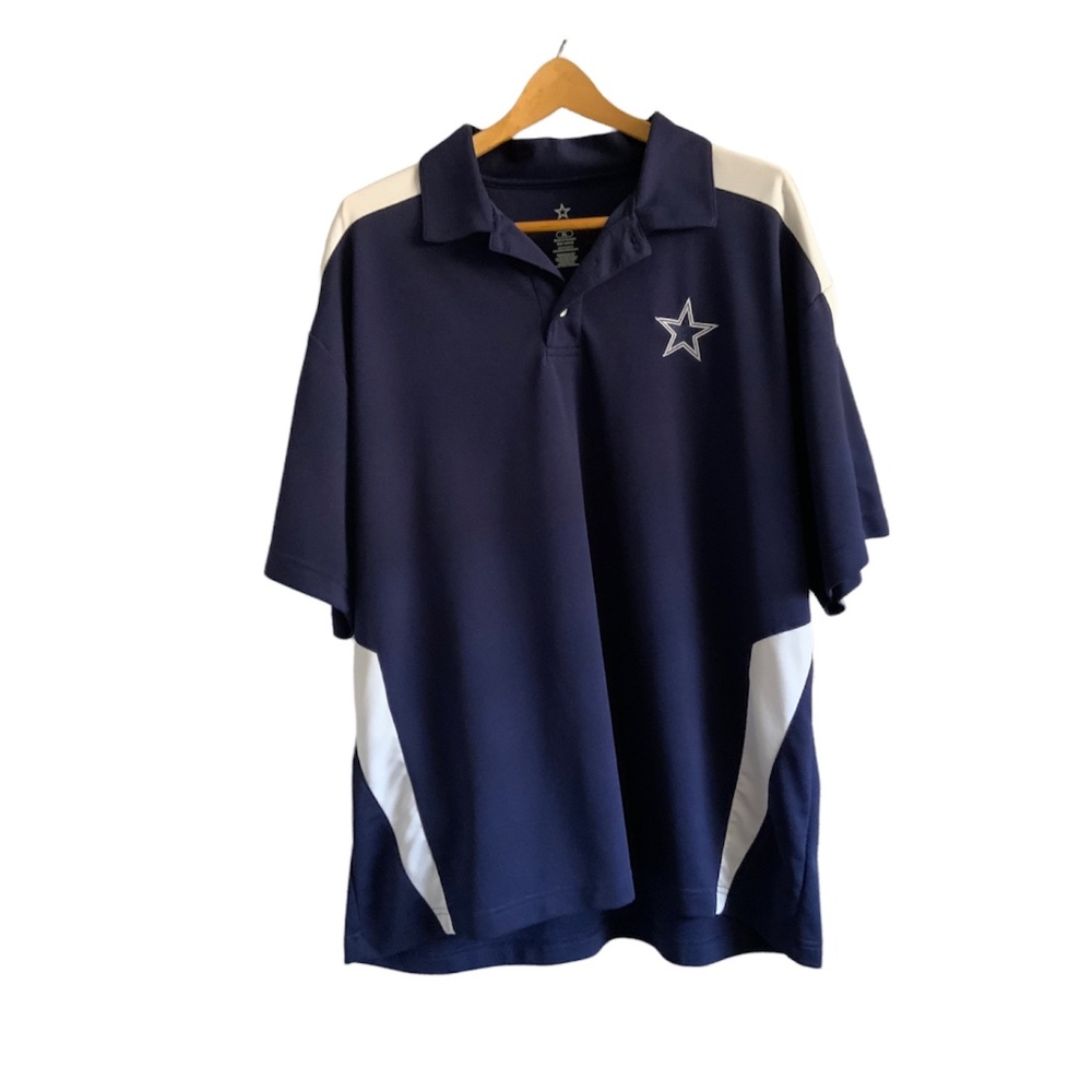 Dallas Cowboys Authentic Apparel Blue Logo Premier Synthetic Polo Shirt Size XL‎
